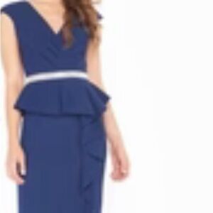 Mac Duggal Midnight Blue Dress with Metallic Details